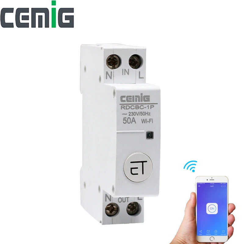 Online WiFi Circuit Breaker Remote Control by eWeLink Voice Control With Amazon Alexa and Google Home 18mm Din Rail Cemig RDCBC 1P