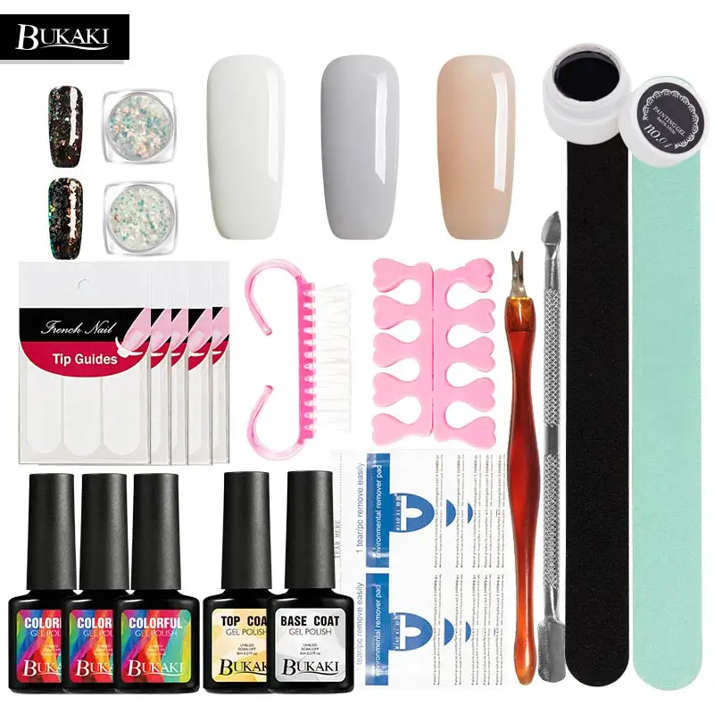 BUKAKI 3 цвета маникюр, Полировка Ногтей 6 Вт УФ светодиодный светильник Сушилка Хамелеон облако ногтей блестки маникюрный набор