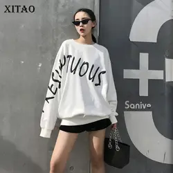 [XITAO] 2018 Осень Корея новые модные Для женщин О-образным вырезом фуллс Leeve Свободные толстовки женский с буквенным принтом пуловеры толстовки
