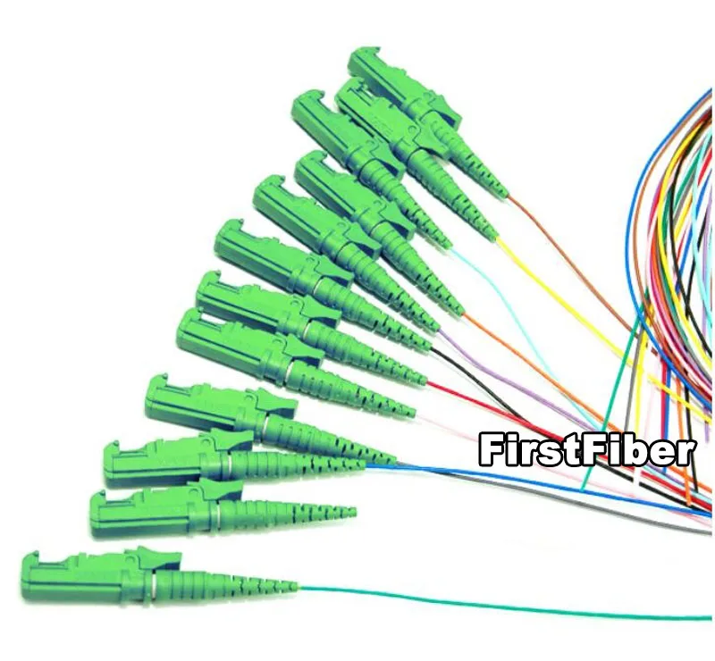 

High Quality 12 Core Colored E2000 APC Fiber Optic Pigtails Cable Length 1.5m (Fiber is G657A, which is much better than G652D)