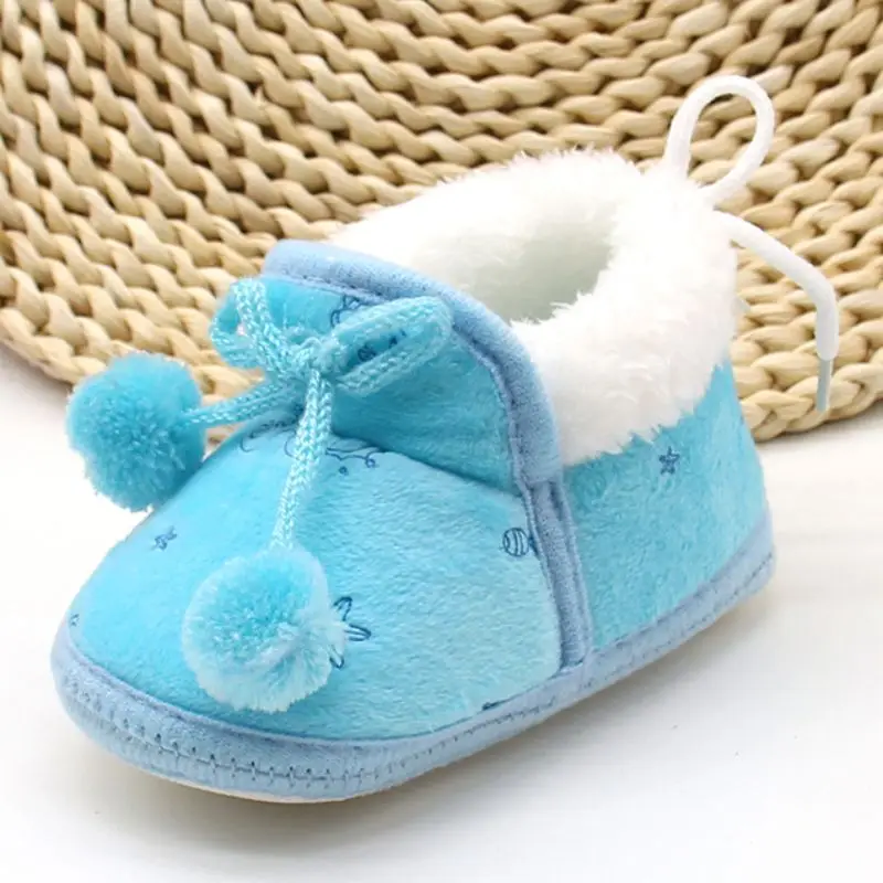 Теплые ботинки для новорожденных; зимние ботинки для малышей; обувь для маленьких девочек на мягкой подошве; Зимние ботиночки принцессы для детей 0-18 месяцев