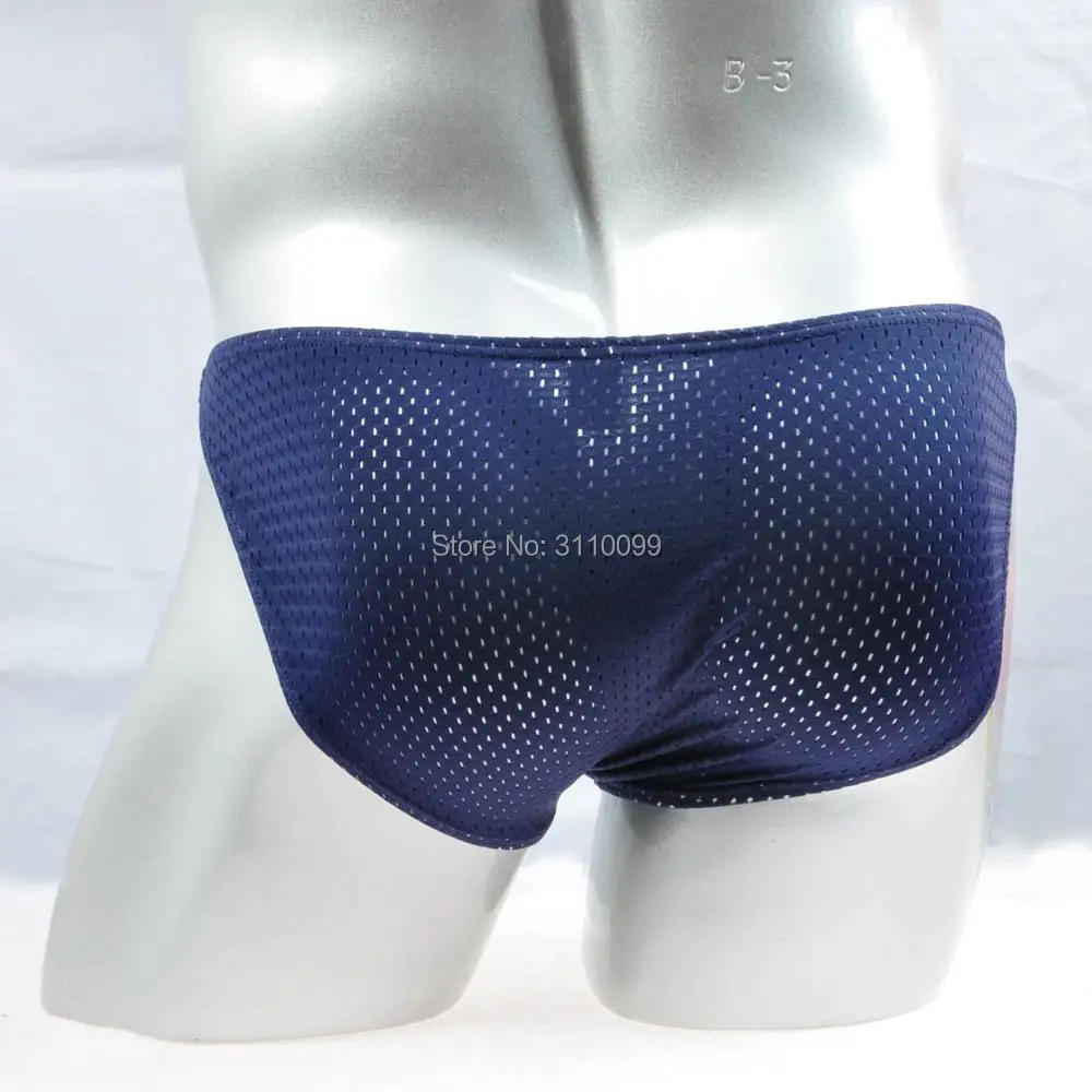 Enhanced Long Pouch Breathable Holes Sexy Men's Underwear Briefs Fashion Male Underpants Solid Color Charming Men Popular Shorts 4
