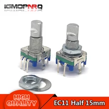 10pcs Half axis rotary encoder, handle length 15mm code switch / EC11 / digital potentiometer with switch 5Pin