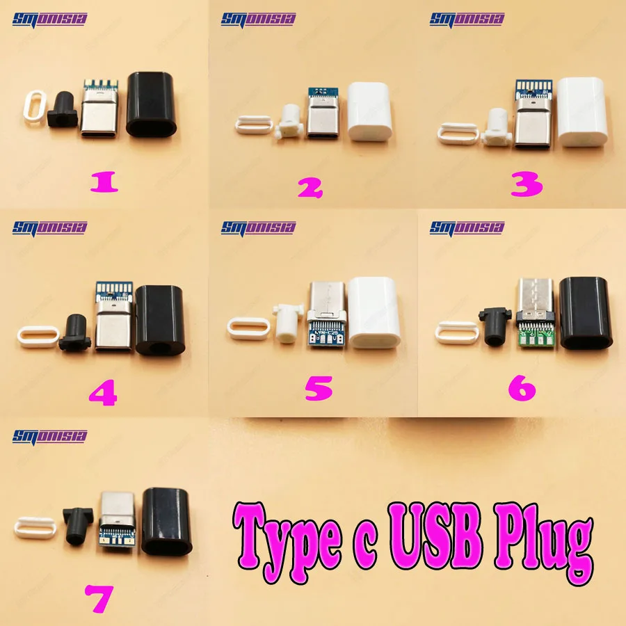 

7Models 35pcs/lot USB 3.1 2.0 Type C Male jack Plug Micro USB-C 4 in 1 PCB Connectors Socket for Phone Digital Product