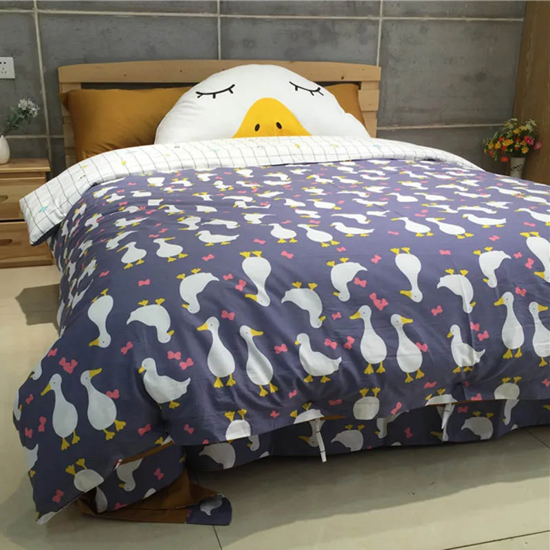 2018 Duck Bear cartoon kids bedding set 5pcs 100cotton duvet cover set