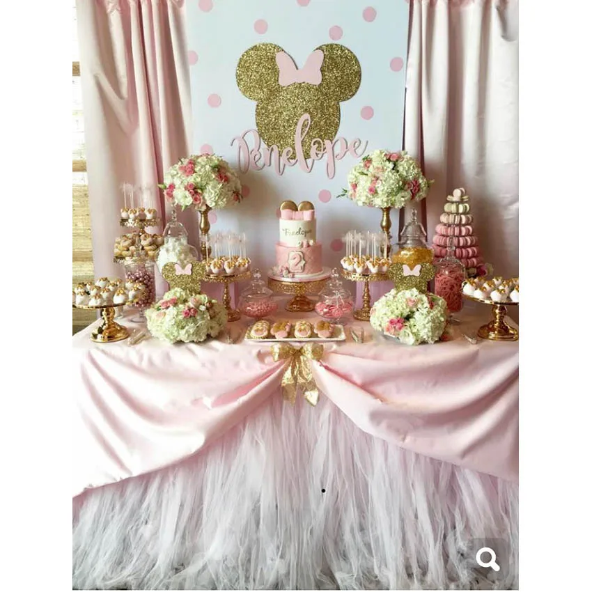 Minnie Mouse Backdrop Baby Birthday Party Banner Photography