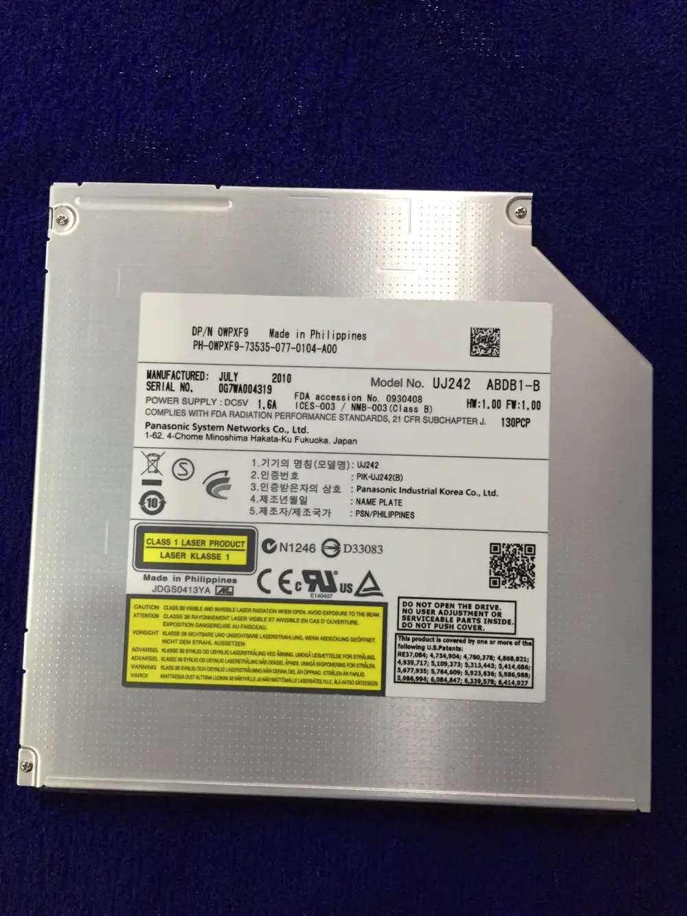 UJ262 привод для Panasonic UJ-262 9,5 мм SATA Тонкий Ультратонкий 6X 3D Blu-Ray горелки