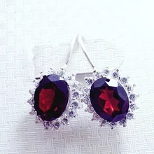 Серьги Гранат Висячие серьги натуральный гранат 925 стерлиг серебро мелкие красные камни серьги 2.1ct* 2 шт драгоценные камни#14090712