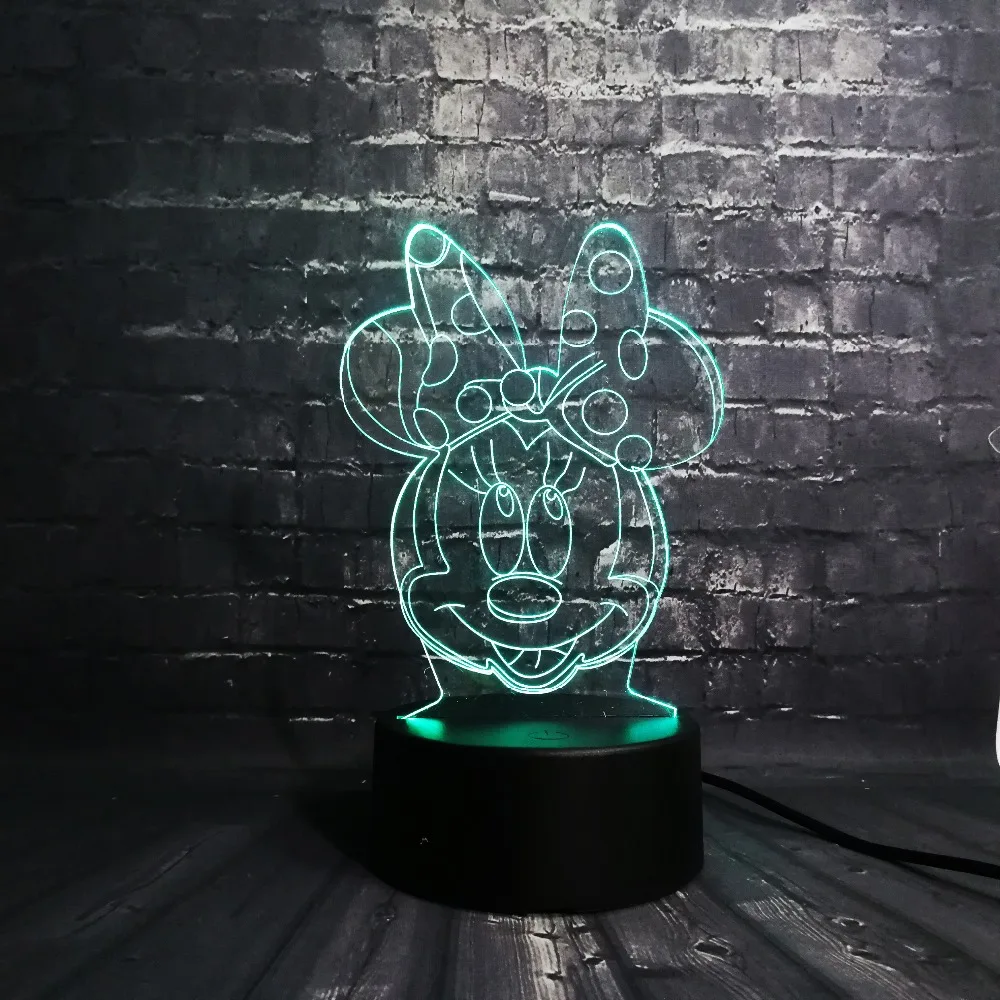 3D лампа для девочек с изображением Микки и Минни Маус, светодиодный ночник, USB, Рождественский светодиодный светильник, декоративный настольный ночник, детские игрушки, подарки