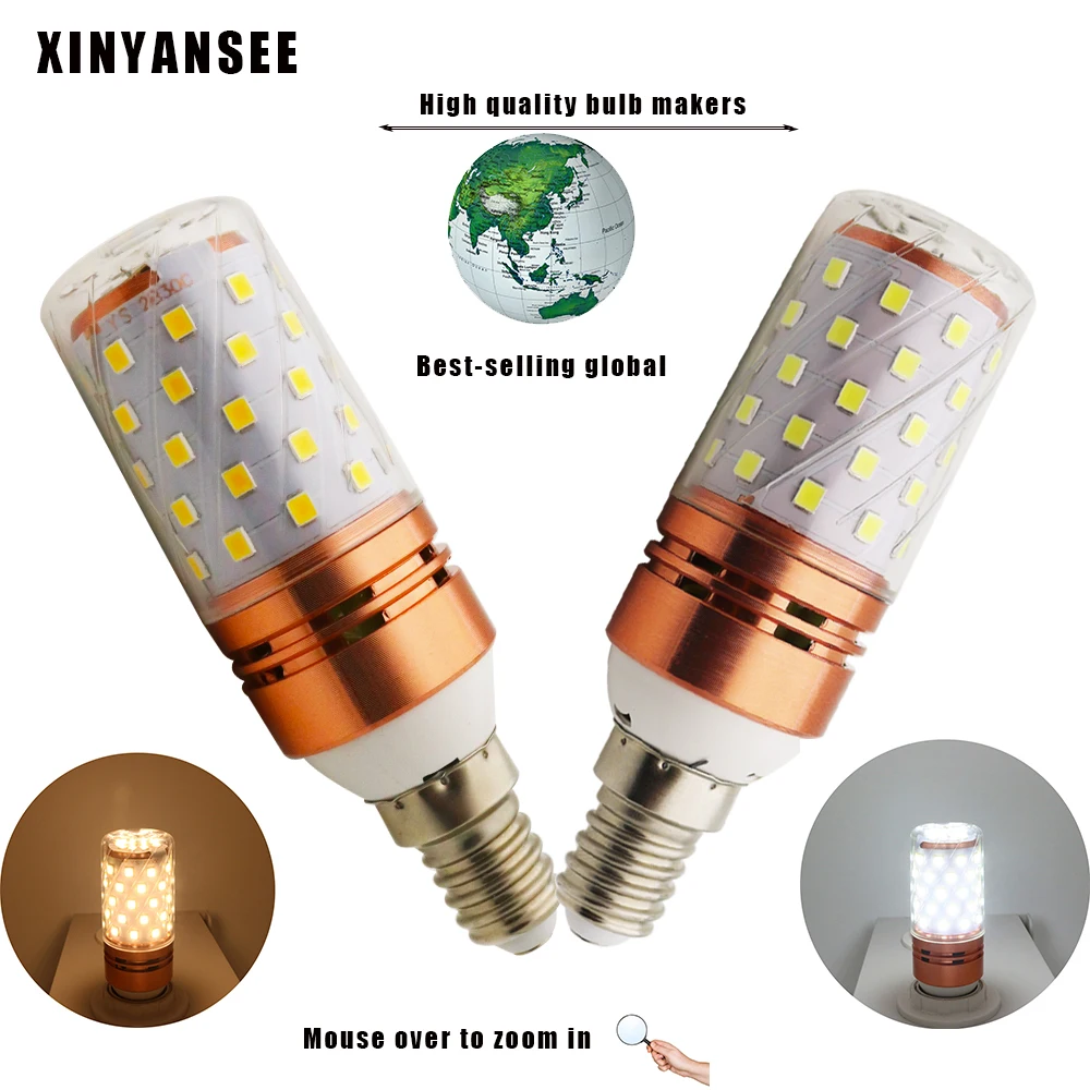 XINYANSEE E14 Светодиодная лампа SMD 2835 без мерцания 12 Вт 16 220 В лампочка в виде початка