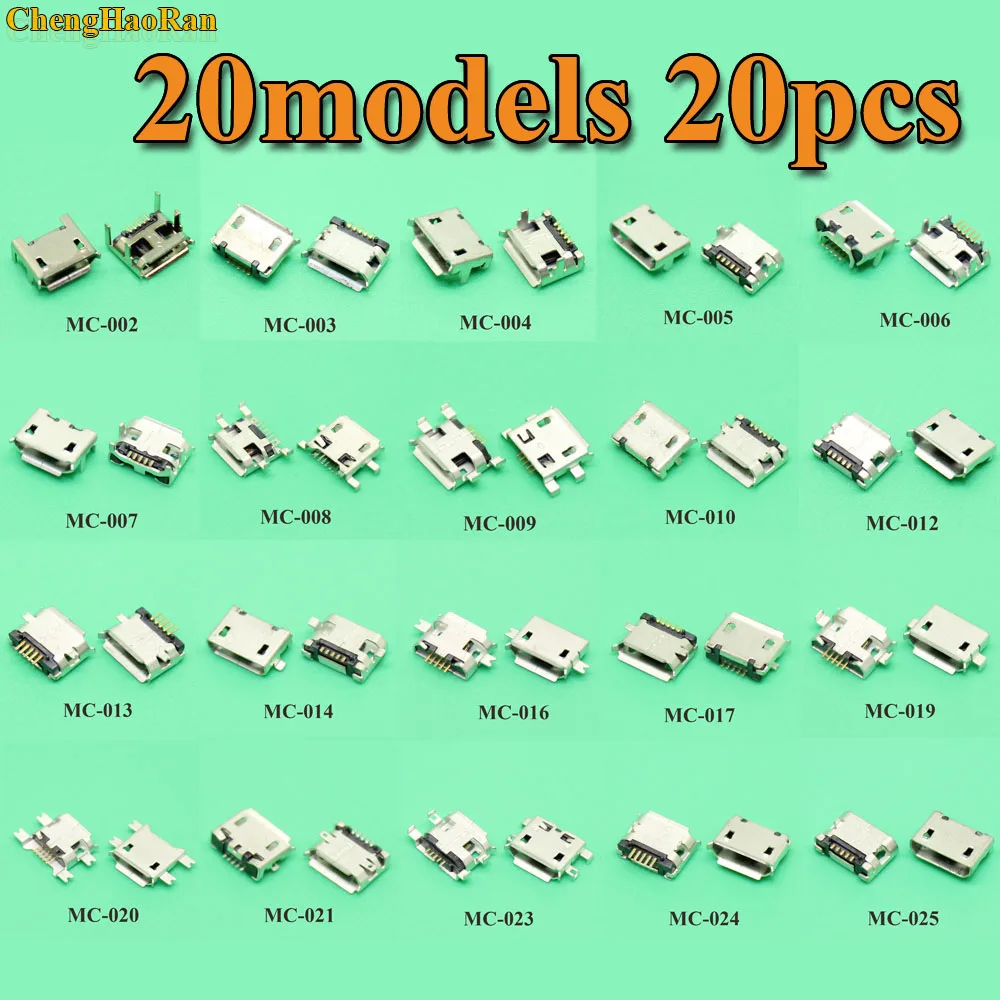 

20models Universal Micro USB DC Jack Connector power Charging socket female plug for ZTE Lenovo Huawei Mobile Phone Tablet 5Pin