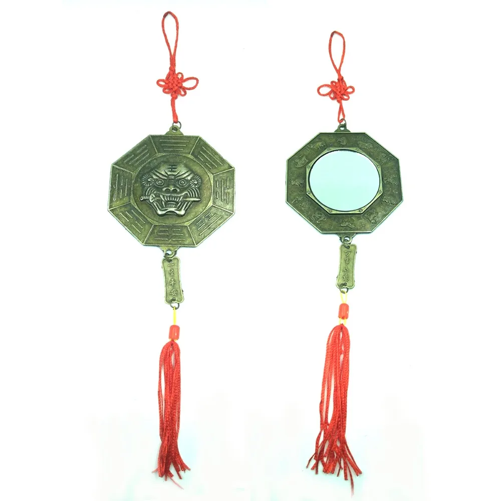 

ANGRLY Metal Tiger Retro Chinese Style Tai Chi Bagua Mirror Lovers Gold-Plated Fashion Jewelry Pendant Ancient Coins Currency