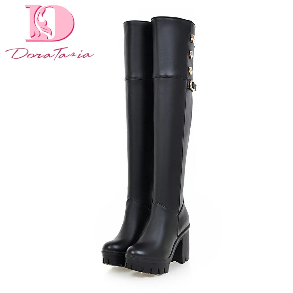 

Doratasia Brand big size 34-40 Chunky Heels Platform Hot Sale Knee High Boots Woman Shoes Wholesale Boots Female Shoes Woman