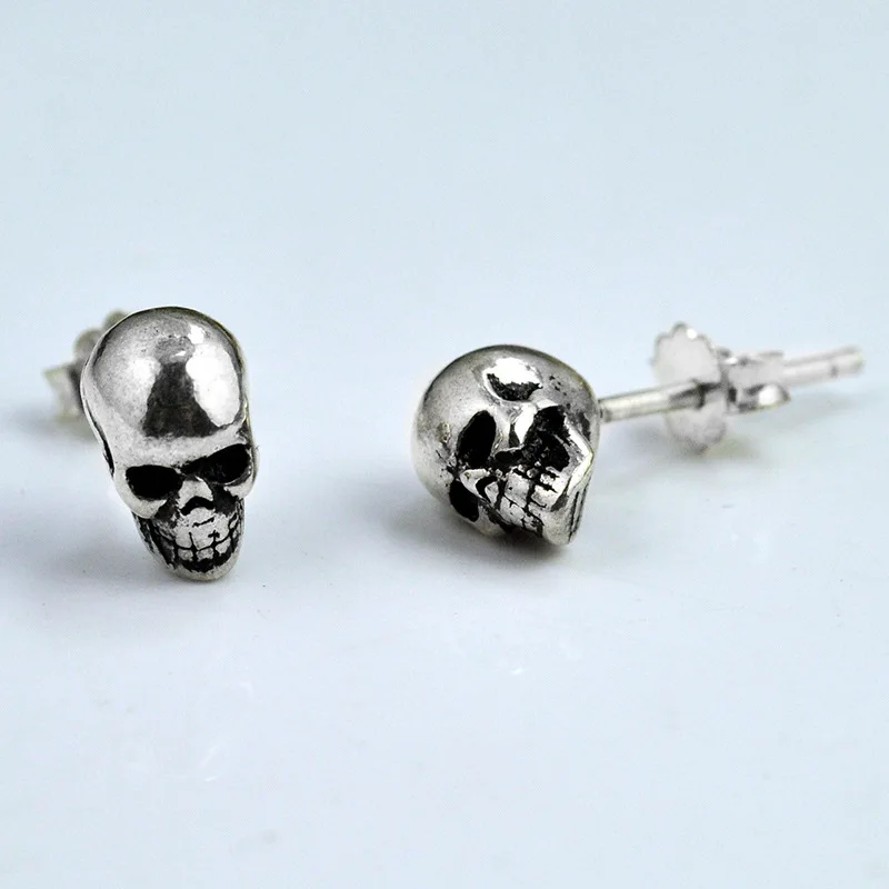 FNJ 925 Silver Skull Stud Earrings for Men Jewelry Women boucle d
