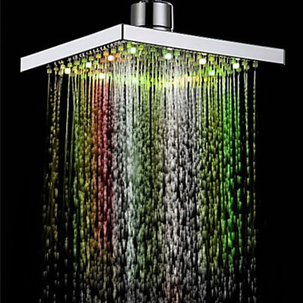 Ванная душевая головка 7 цветов светодиодный автоматический сменный душ Квадратная Головка свет дождь вода 26 семья ванная комната L626