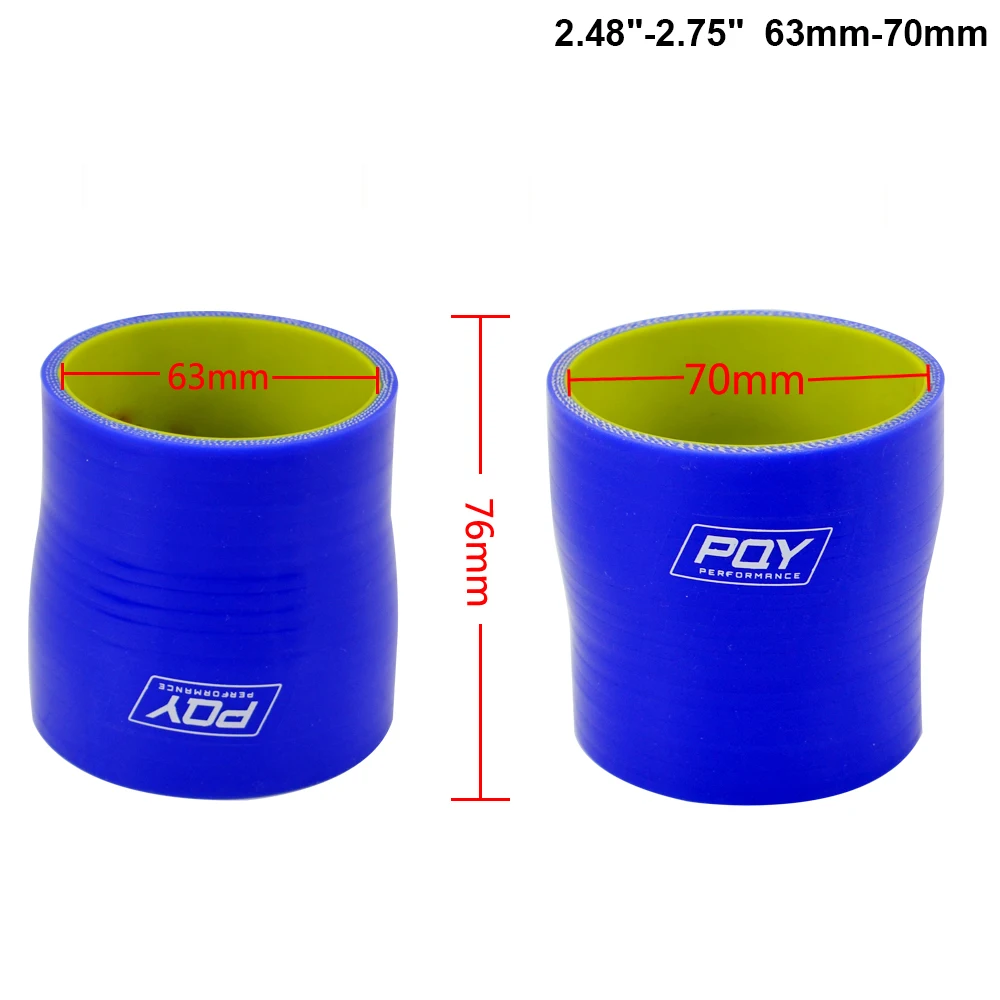 Синий и желтый "-2,5" "-3" 2,4"-2,75" 2,48-" 2,75"-" 3"-" силиконовый шланг прямой Редуктор столярная муфта - Цвет: 63mm-70mm