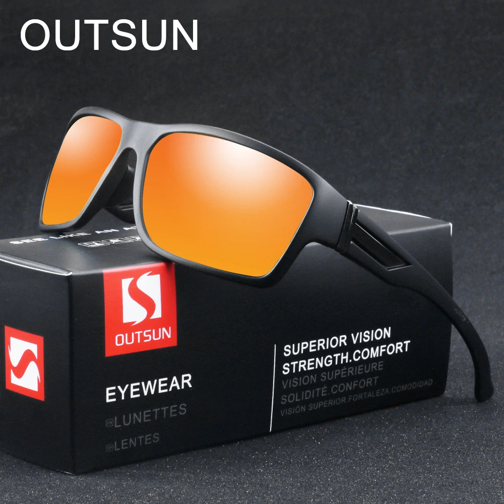 

OUTSUN Brand Classic Polarized Sunglasses Men Women Driving Square Frame Sun Glasses Male Goggle Gafas De Sol oculos de grau