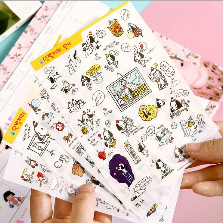 Download 4 sheets/1set cartoon dog Transparent diary deco kawaii ...