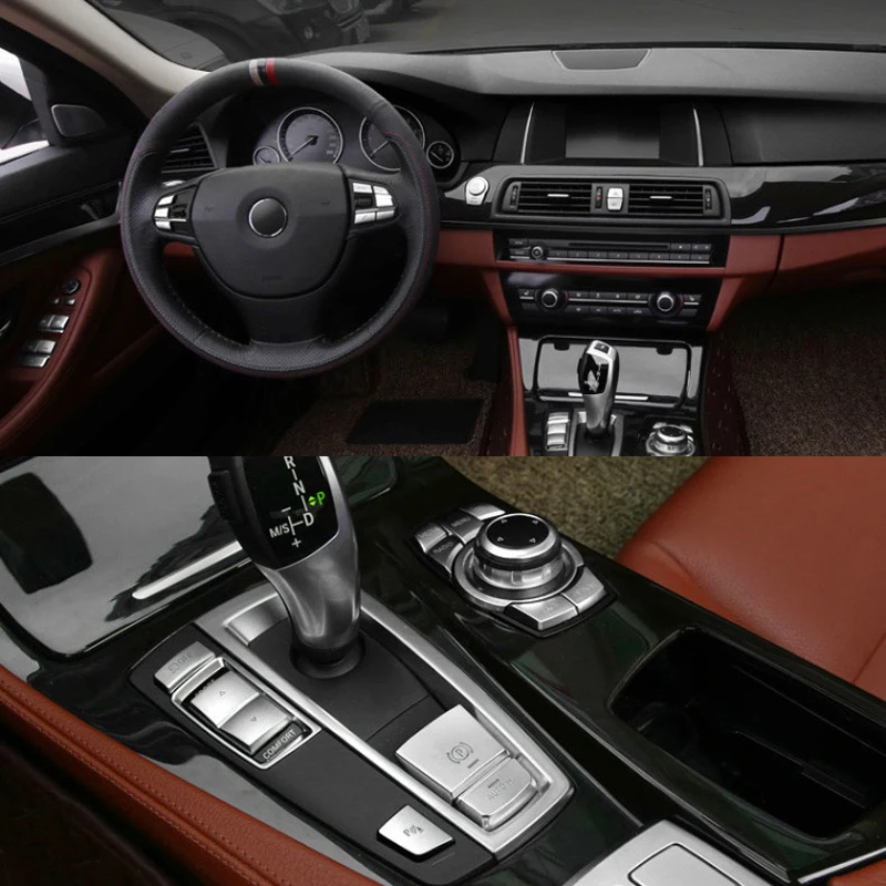 

ANZULWANG Chrome ABS Car interior Buttons Sequins Decoration Cover Trim Decals for BMW 5 series f10 f18 520 525 528 530 2011-17