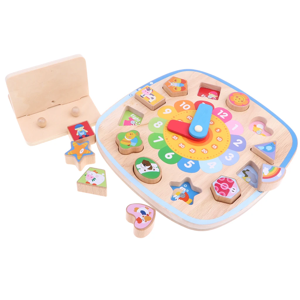 Wooden Maget Digital Clocks Color Shape Sorting & Matching Kids Baby Educational Toy Early Learning Play Activity