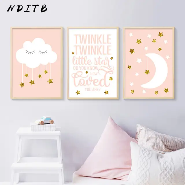 Us 2 7 53 Off Moon Cloud Canvas Print Simple Wall Art Poster Nursery Painting Nordic Kid Decorative Picture Baby Girl Bedroom Decoration In Painting
