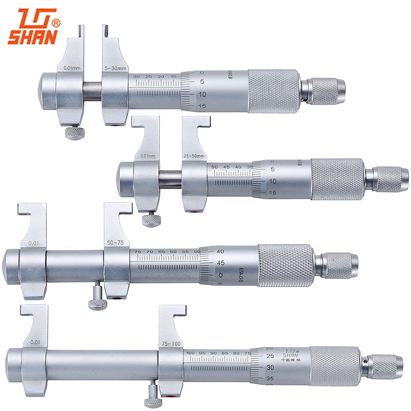 SHAN 4 Stks Binnen Micrometer 5 30mm/25 50mm/50 75mm/75 100mm 0.01mm