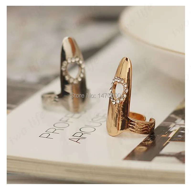 2015 Fashion Fine Jewelry Alloy Personality Hollow Love Shape With Crystal Nail Ring Adjustable Rings For Women Best Friends |