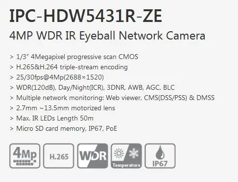 IPC-HDW5431R-ZE Features