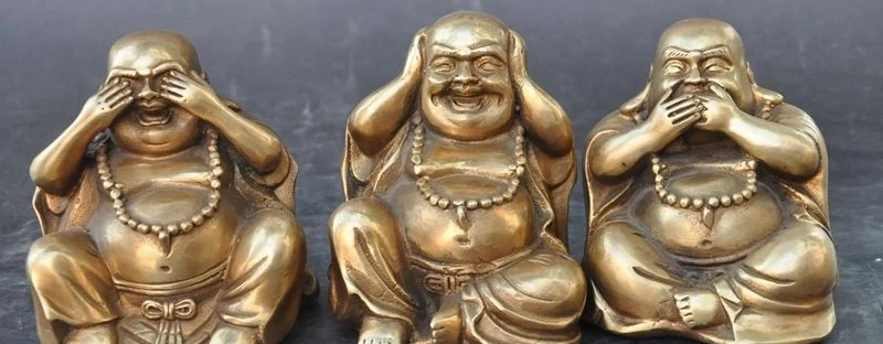 

chinese buddhism brass copper 3 Differ Mood happy laugh maitreya buddha statue