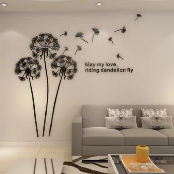 

Hot Sale Dandelion 3D Wall Sticker Crytsal Mirror Acrylic Stickers For Living Room Bedroom Kitchen Home Decor 2.3x2.1m Sticker