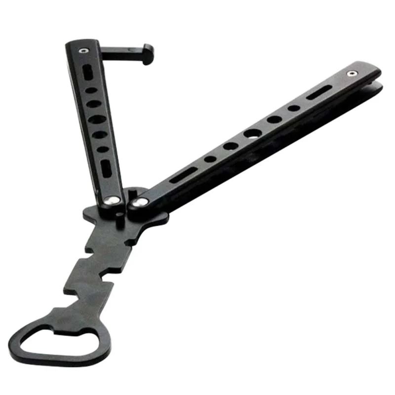 

Outdoor Multi-functional Folded Beer Bottle Opener Silver Black Steel Practice Butterfly Trainer Tools