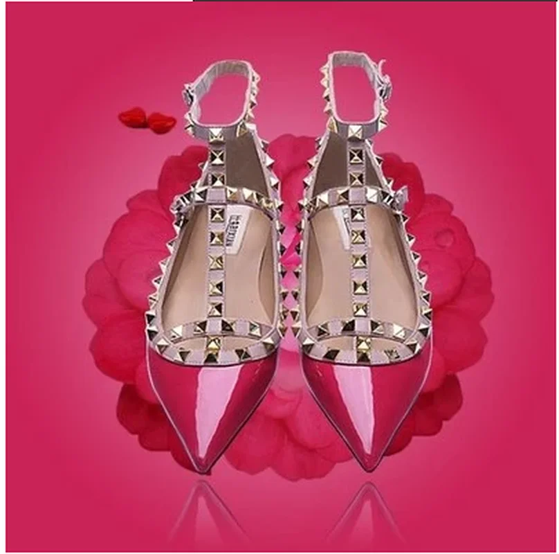 Ankle 1 Spike 2 Größe Sandalen Nieten 16 Plus 6 8 Us4 Wohnungen Frauen Patent 7 Farben Schuhe 3 15 Out Strap Cut Leder 16 5 Spitze Zehen 14 13 13 Loafer 12 4 Sommer 9 10 11 gxxIw1q0