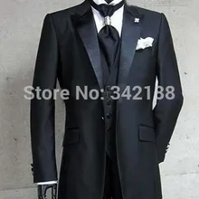 Костюмы горячая распродажа / настоящее фото одна кнопка черный жених смокинги / пик атласная лучший мужчина дружки мужчины свадьба / жених смокинги