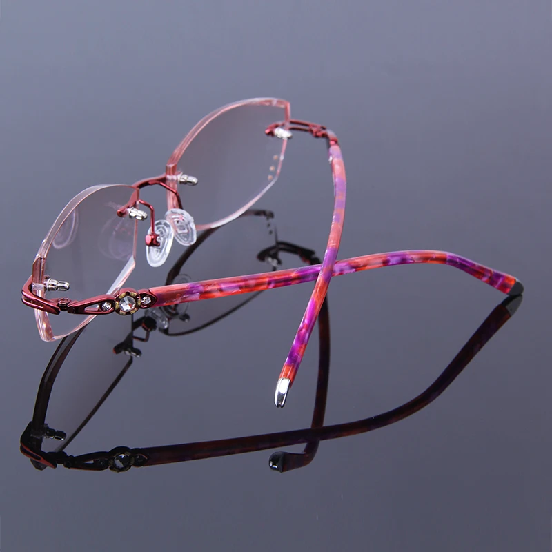 Randlose Rot Hyperopie Presbyopie Rahmen Frauen Linsen Lesebrille Brillen Strass Optische Weibliche Frau Gläser Getönt rtO0rqwY