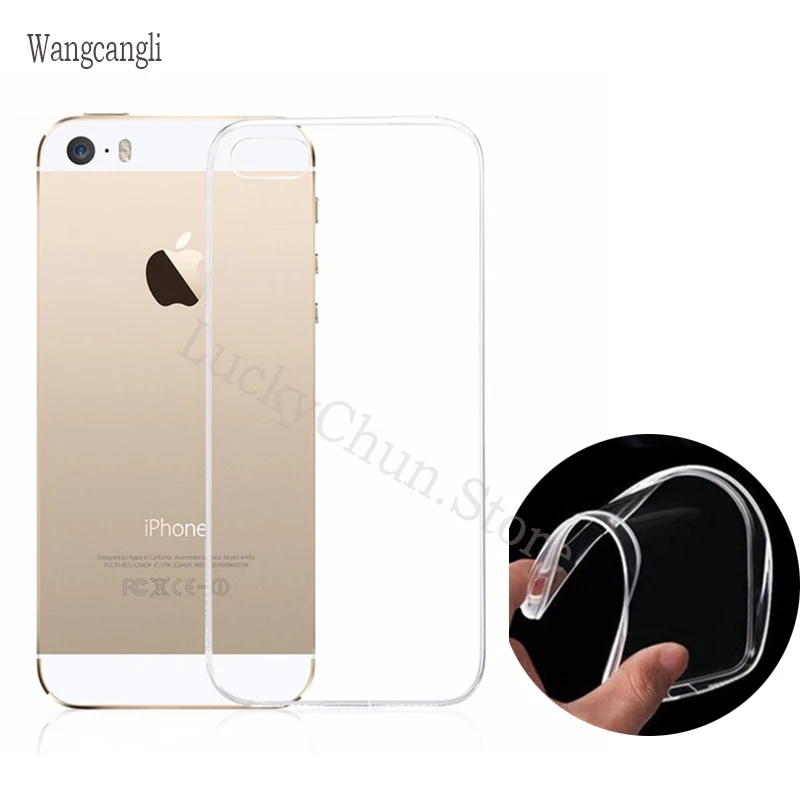 Wangcangli TPU solf Прозрачная силиконовая задняя чехол для iphone 5 5s se 6 s 6s чехол TPU чехол для телефона для iphone 5 5s se 6 s 6s чехол