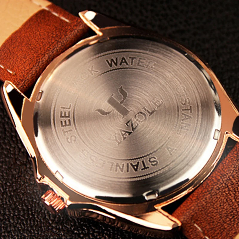YAZOLE 2018 Man Gold Watch Fashion PU Lether Male Business Watch for Quartz Clock Analog Wrist 5