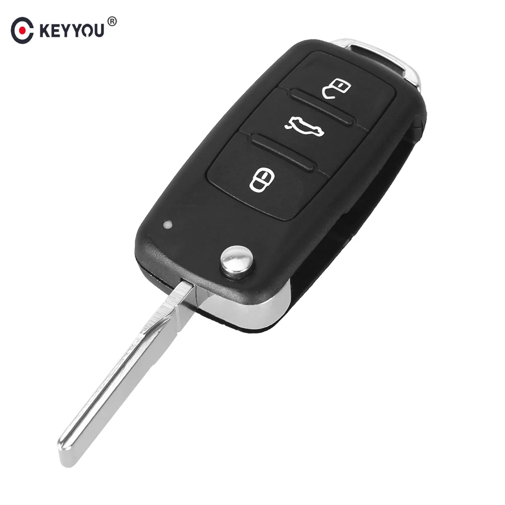 KEYYOU 10X 3 кнопки дистанционного флип-ФОБ ключ для отбортовки оболочки для VW Volkswagen Tiguan брелок для ключей от машины поло MK6 цельный брелок