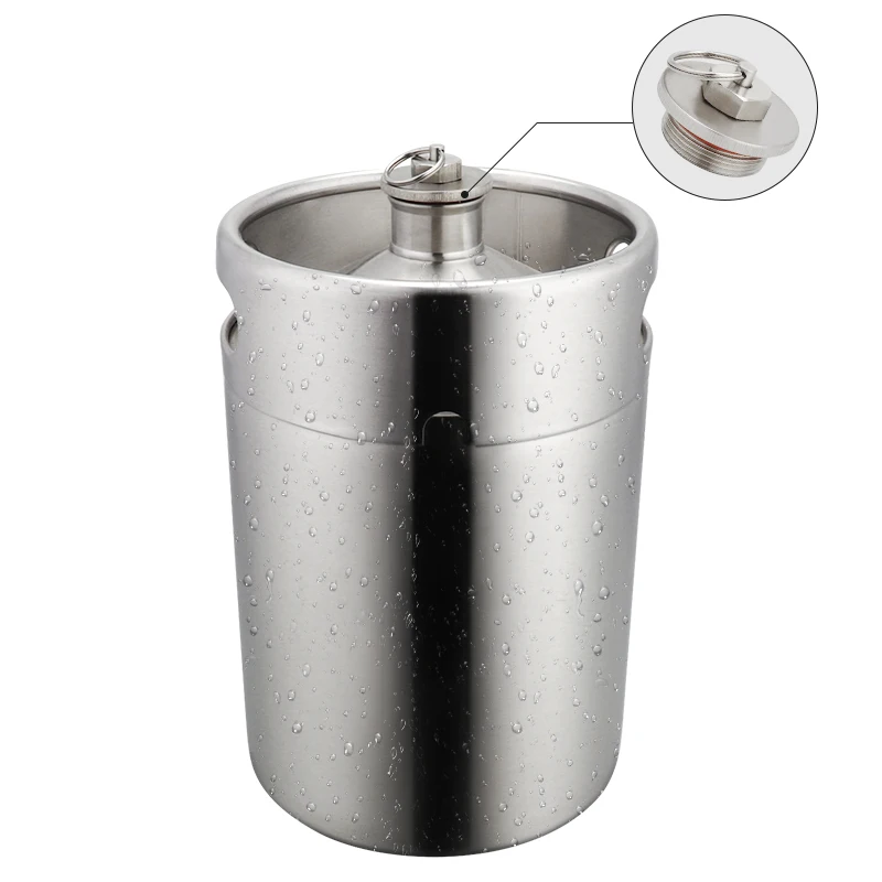  Mini Keg Growler Stainless Steel Barrel Holds Beer Double Handles 2L/3.6L/4L/5L Silver Home Kitchen - 33057754390