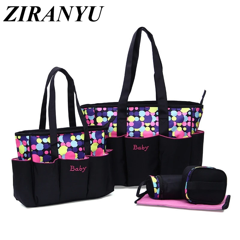 

5 pcs suit Mummy Bag Bottle Storage Multifunctional Waterproof Separate Bag Nappy Maternity Handbag Baby Tote Diaper Organizer