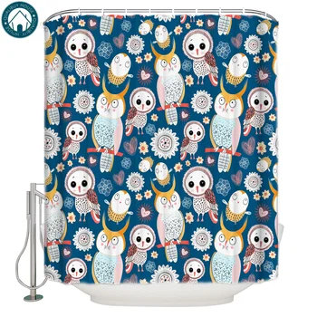 

Qualibuy House Store Cartoon Owl Child Painting Decoration Bed Bath Shower Curtain Fabric Shower Curtains Bathroom Accessories