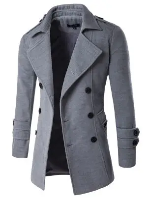 Осень-зима, Мужская брендовая одежда, Chaqueta Hombre, шерстяной и смешанный мужской Тренч, Мужской плащ, мужские куртки и пальто, M-XXL - Цвет: 2