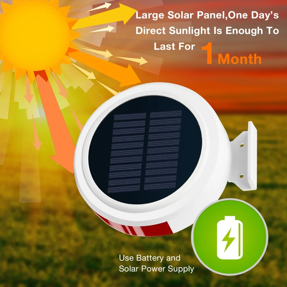 Home Security Alarm System GSM SMS Auto Call Alarm Solar Powered Residential Alarm for Garage/Home Smartphone Remote Control