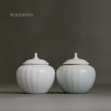 Wizamony заказной Celadon керамический чайный набор Экологичная Чайная шкатулка емкость для чая фарфоровая банка китайский Селадон