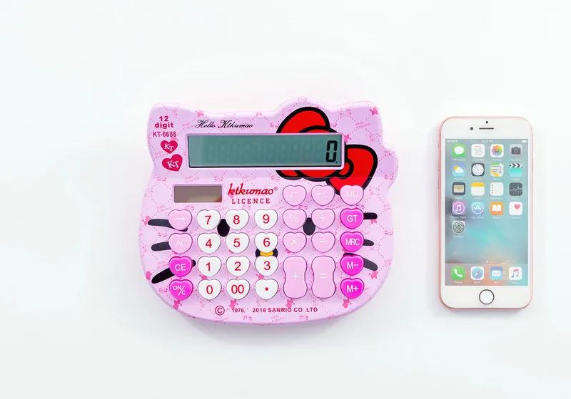 2019 جديد مرحبا كيتي القرطاسية المزدوج الطاقة الشمسية حاسبة KT-6688 المعادن سطح عالية Qualitty الكمبيوتر الهدايا