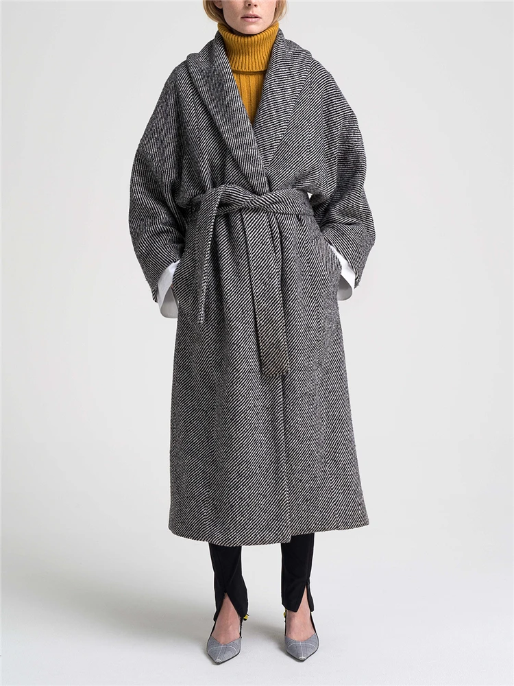 Зима, Женское пальто в ленивом стиле, модное женское длинное свободное шерстяное Женское пальто, верхняя одежда для женщин, высокое качество, уличная одежда