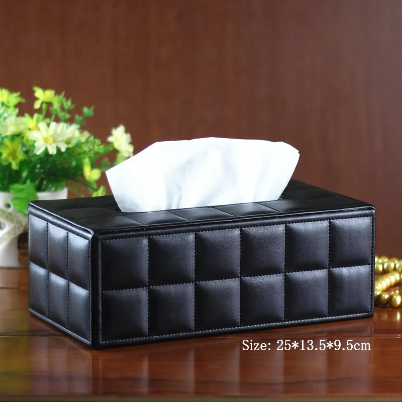 Стиль искусственная кожа коробка ткани 1 шт - Цвет: square black