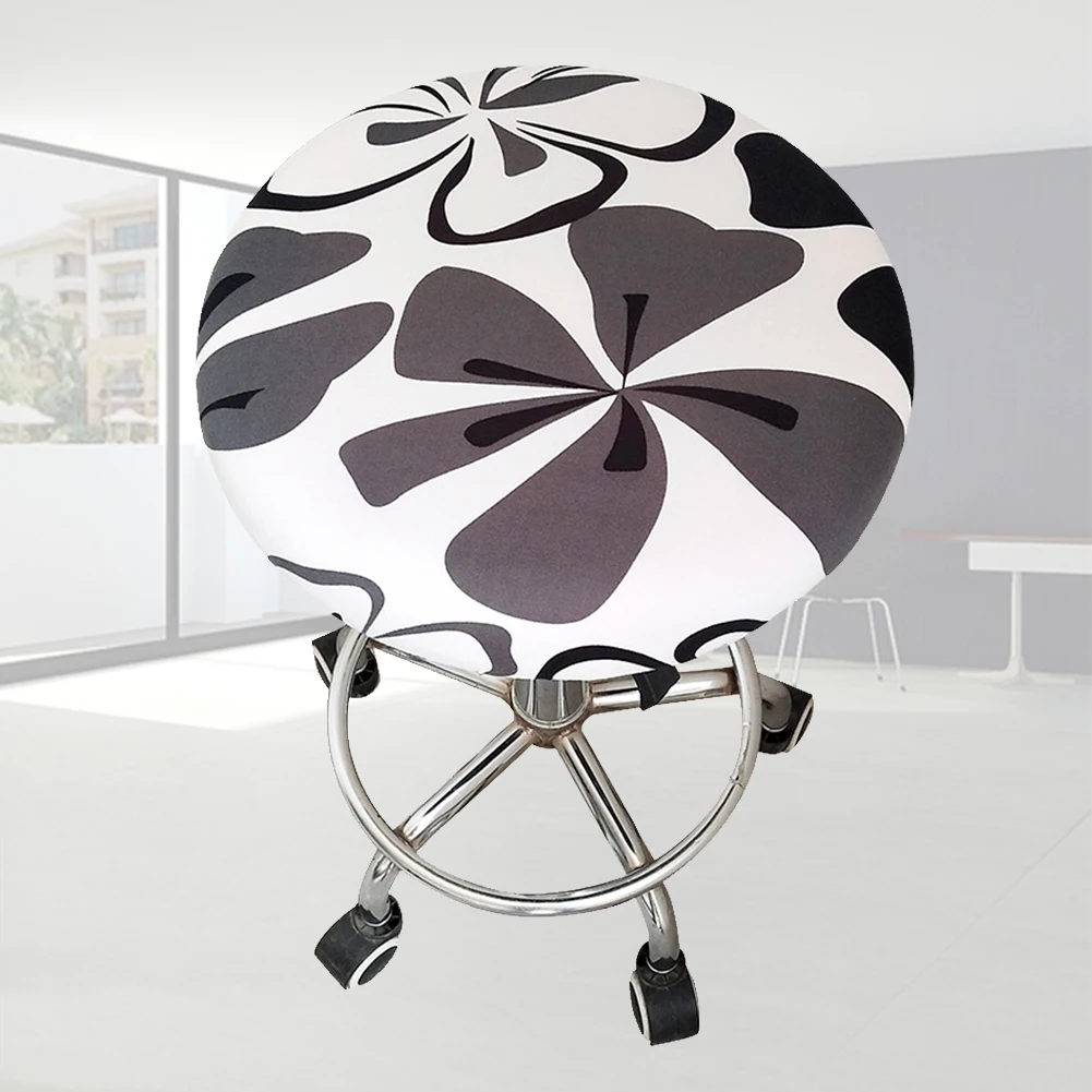 

Office Elastic Stool Cover Meeting Soft Slipcover Bar Round Chair Ornament Seat Polyester Four Seasons Floral Printed Home
