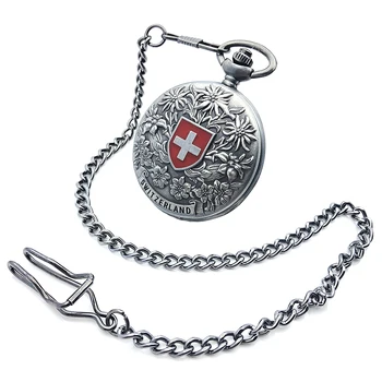 

Elegant Skeleton Steampunk Grey Case Roman Number Dial Hand Wind Mens Mechanical Pocket Watch w/Chain Half Hunter Watch Gift