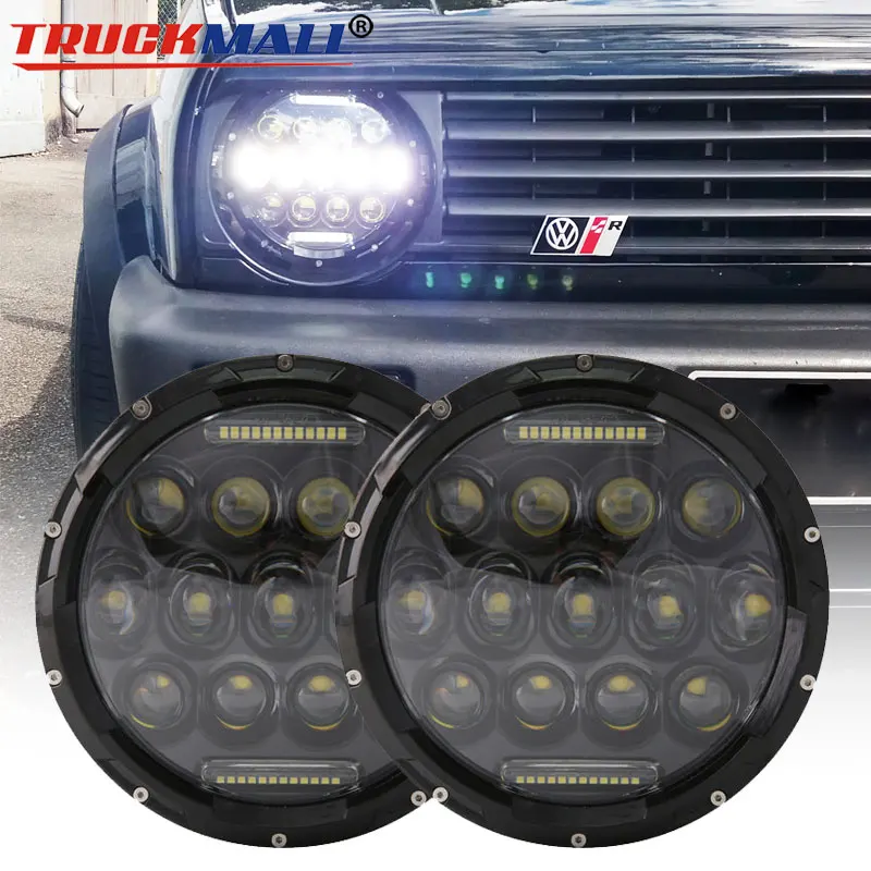  For VAZ 2121 Lada Niva 4x4 7inch LED Headlights with Halo DRL Amber Turn Signal Headlamp for Jeep W - 32961421633