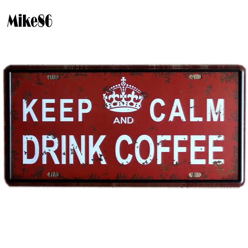 [ Mike86 ] KEEP CALM COFFEE license plate Art Retro Metal Plaque bar
